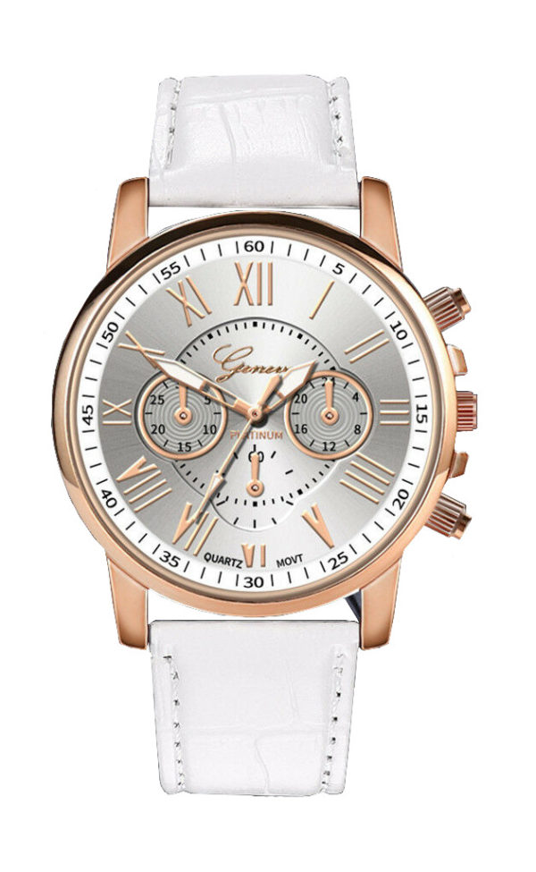 Луксозен дамски часовник Geneva - бизнес/бял