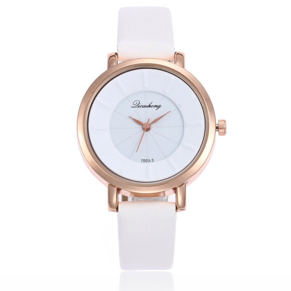 Луксозен минималистичен дамски часовник - бял
