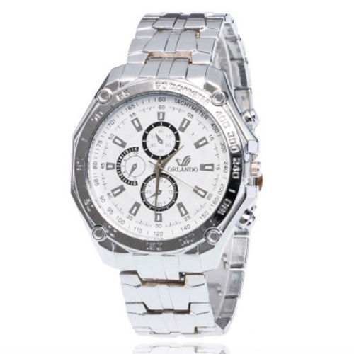 Луксозен мъжки часовник Орландо - бял/сребро