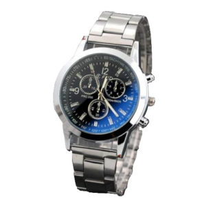 Луксозен мъжки часовник с метална верижка - сребрист